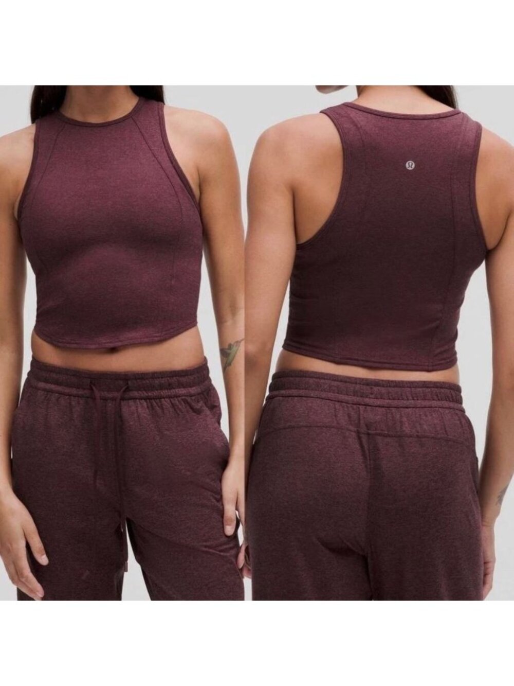 Lululemon Soft Sueded Crewneck Cropped Tank Top Garnet Womens Lightweight Active